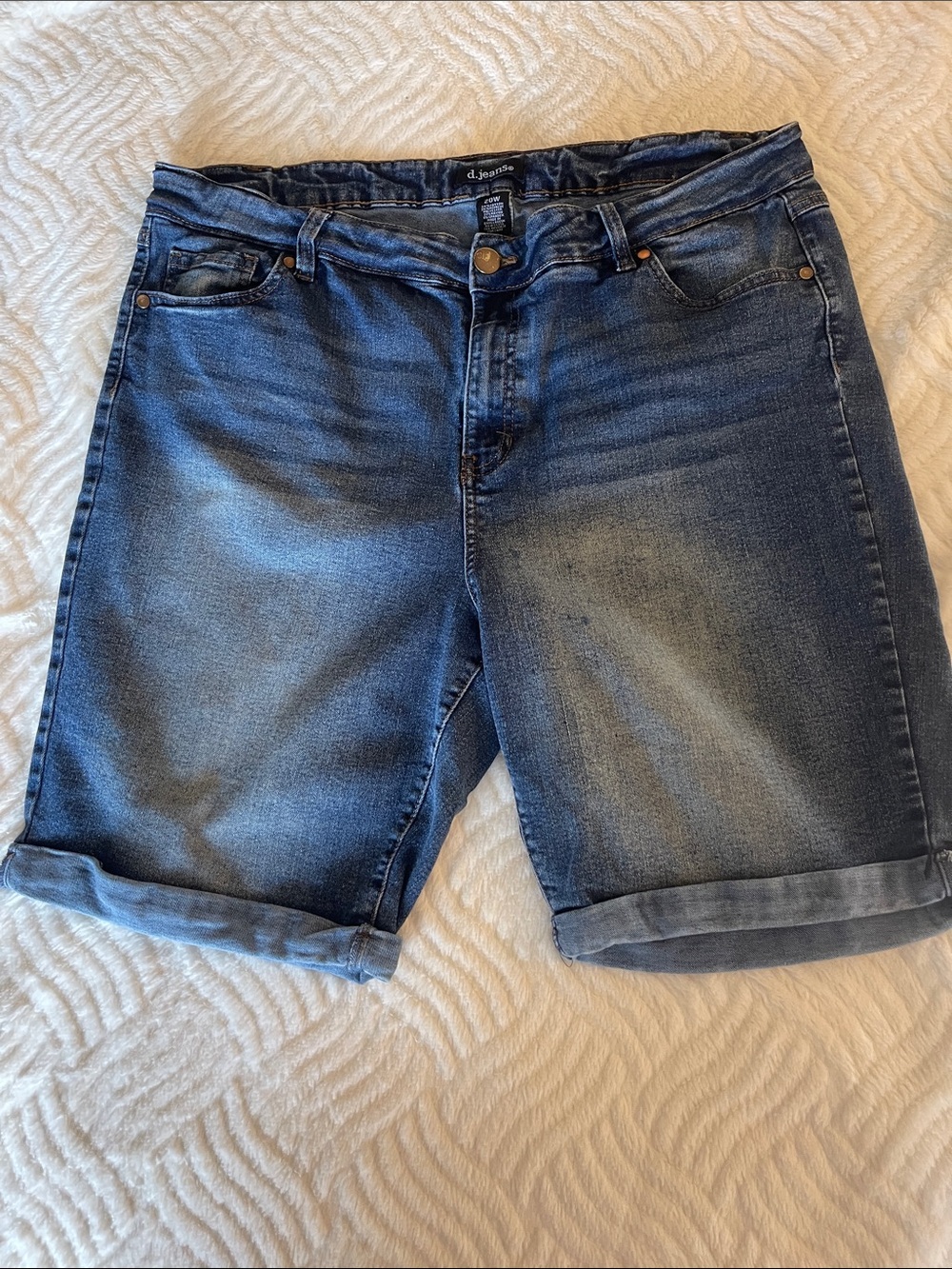 d. jeans Medium Blue Rolled Hem Denim Bermuda Shorts